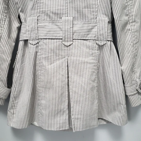 Atmosphere Grey and White Stripe Trench Coat Size 2-4 - Picture 8 of 16